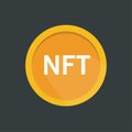 NFT non fungible token coin icon. ÃÂ¡rypto currency NFT token isolated on black background.